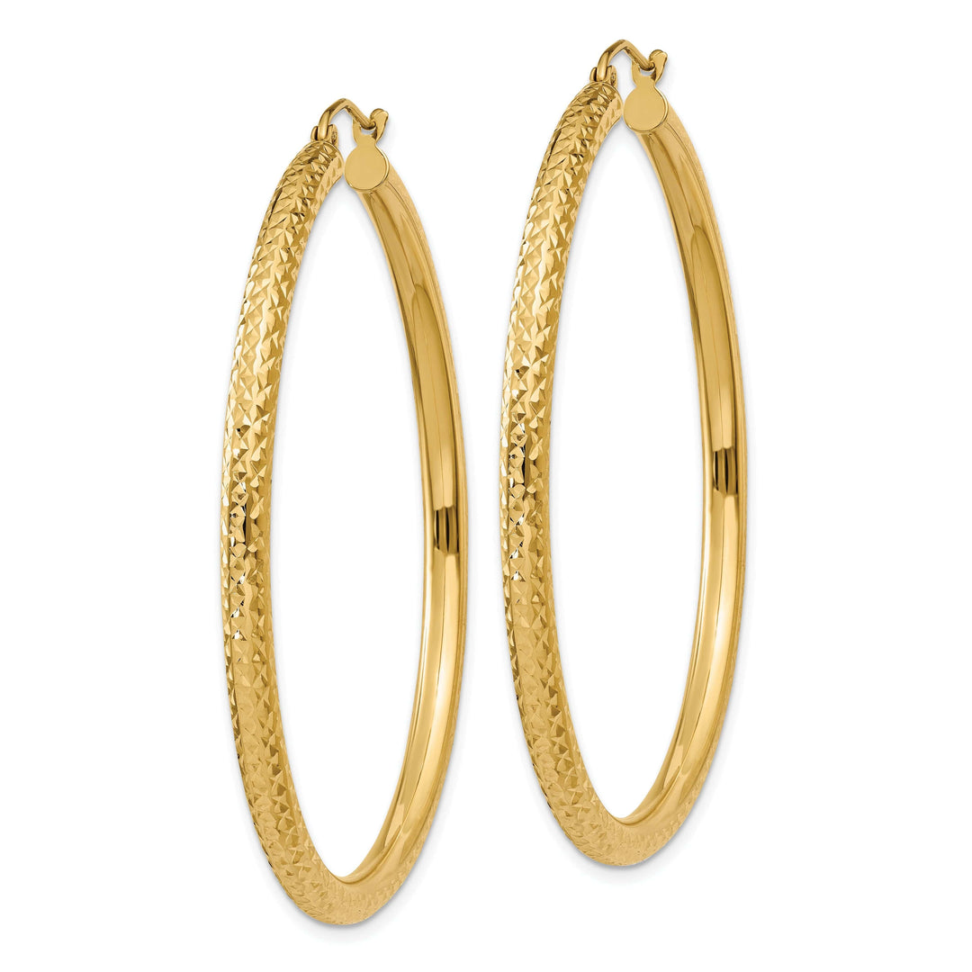 Lovely Rita's Earrings 14k Yellow Gold Diamond Cut 3MM Hoop Earrings
