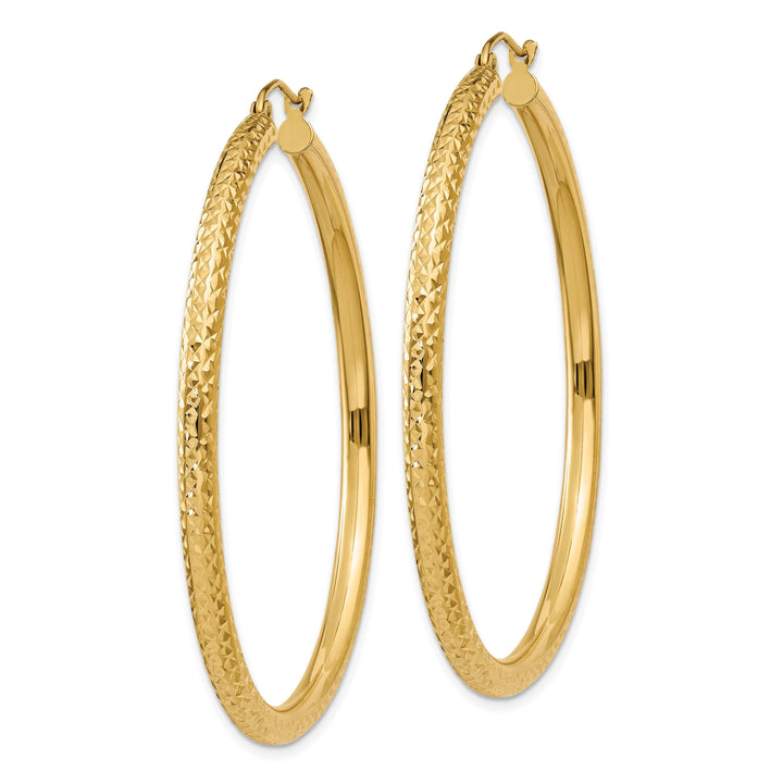 Lovely Rita's Earrings 14k Yellow Gold Diamond Cut 3MM Hoop Earrings
