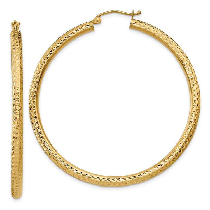 Lovely Rita's Earrings 14k Yellow Gold Diamond Cut 3MM Hoop Earrings