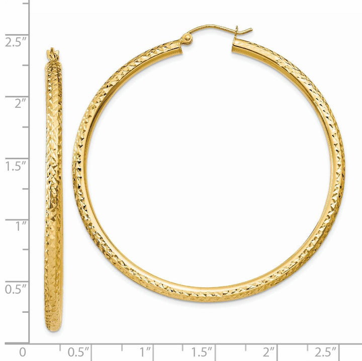 Lovely Rita's Earrings 14k Yellow Gold Diamond Cut 3MM Hoop Earrings