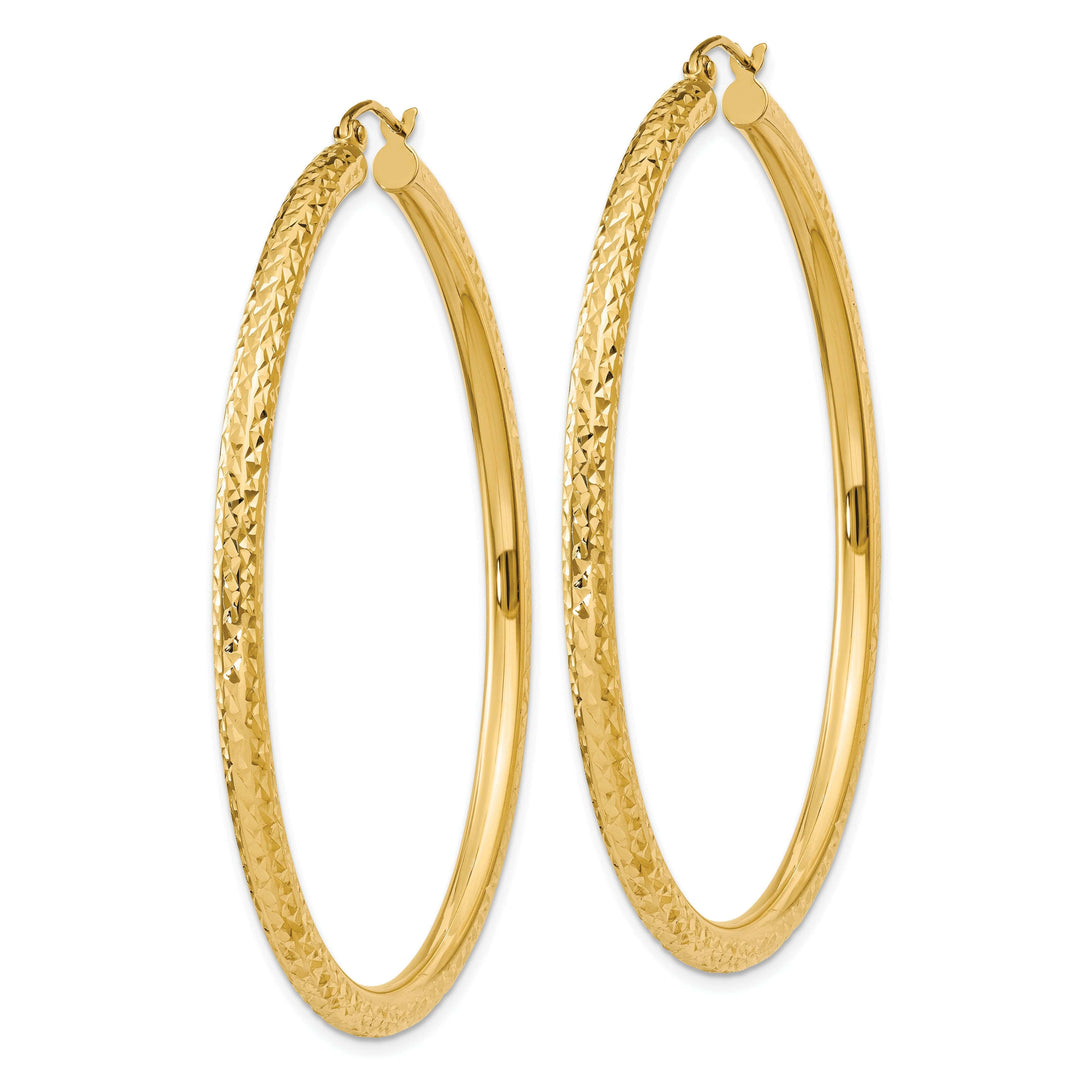Lovely Rita's Earrings 14k Yellow Gold Diamond Cut 3MM Hoop Earrings
