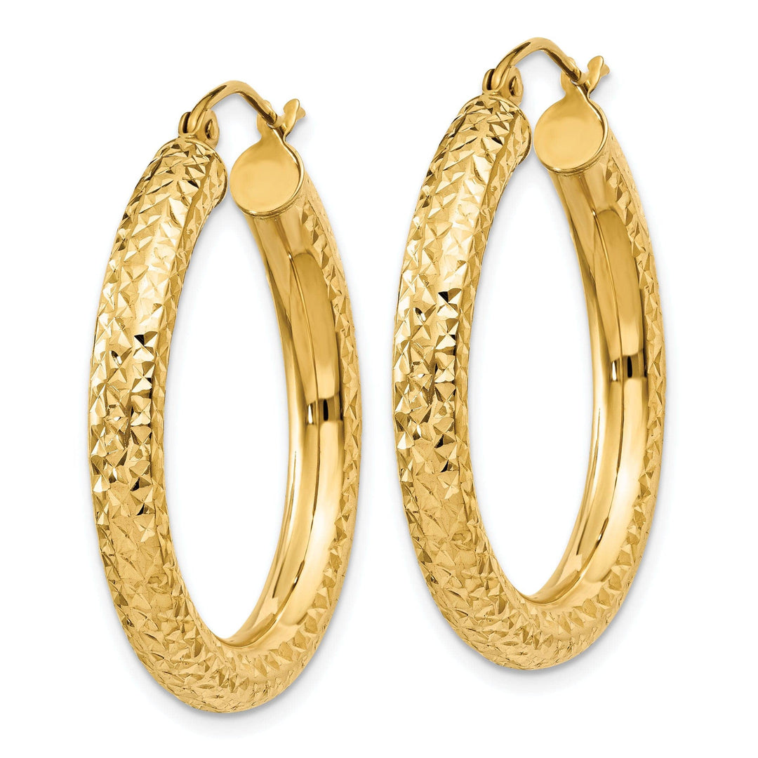 Lovely Rita's Earrings 14k Yellow Gold Diamond Cut 4MM Hoop Earrings