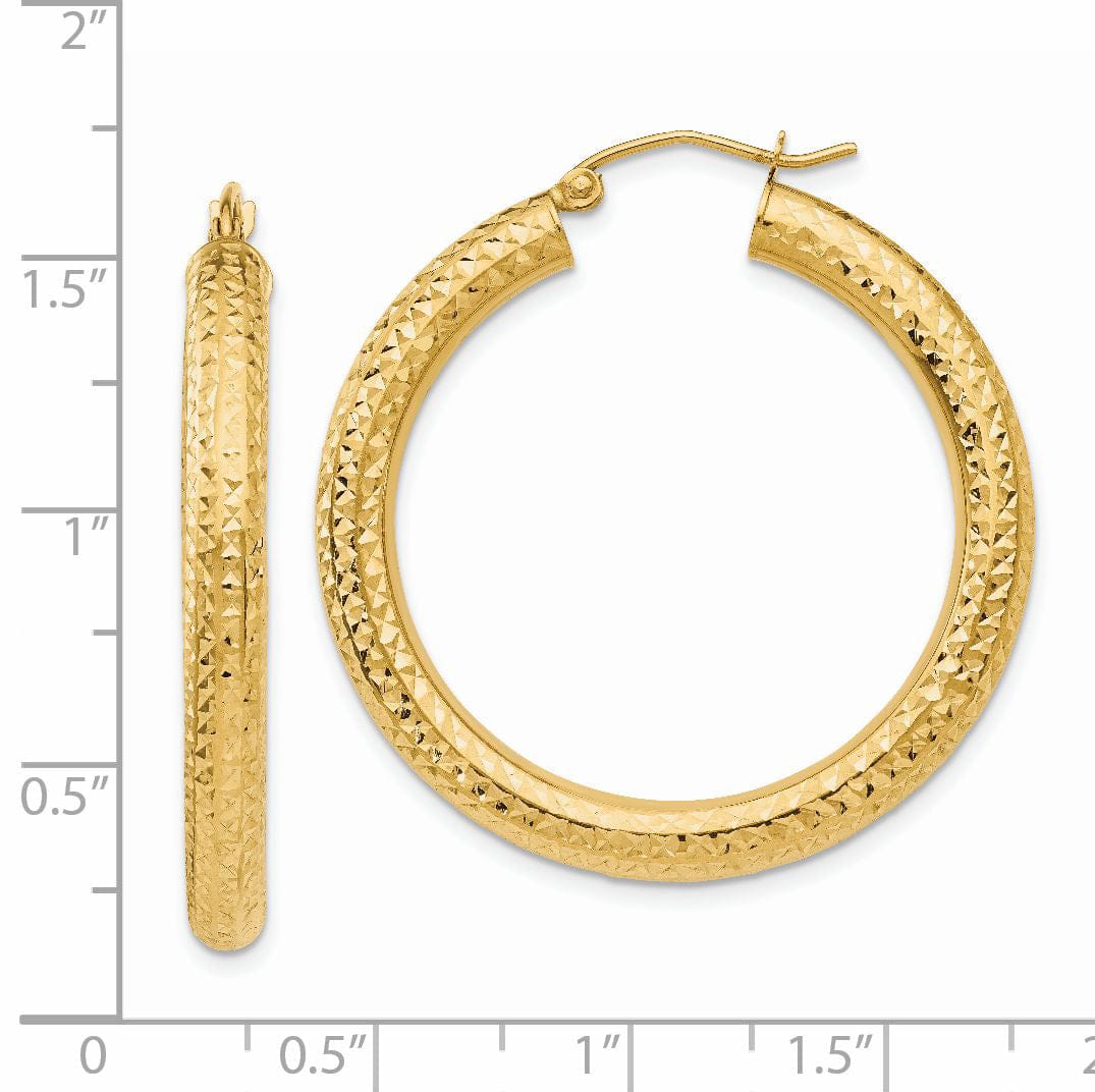 Lovely Rita's Earrings 14k Yellow Gold Diamond Cut 4MM Hoop Earrings