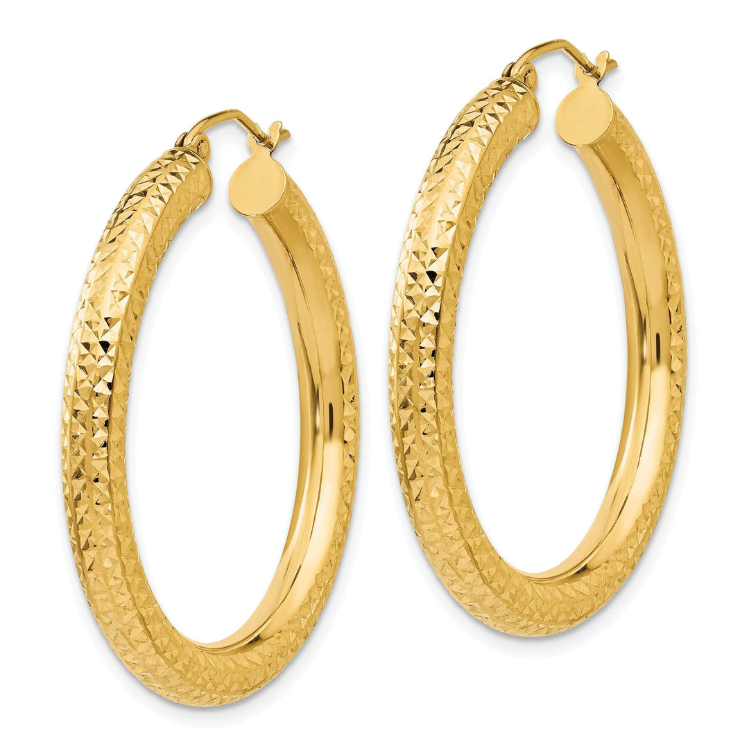 Lovely Rita's Earrings 14k Yellow Gold Diamond Cut 4MM Hoop Earrings