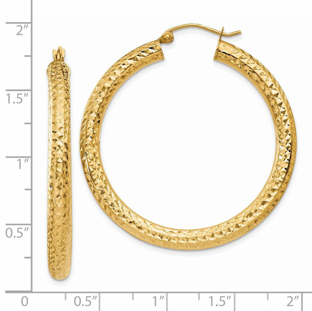 Lovely Rita's Earrings 14k Yellow Gold Diamond Cut 4MM Hoop Earrings