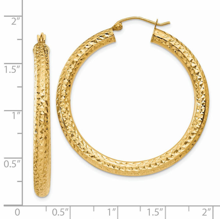 Lovely Rita's Earrings 14k Yellow Gold Diamond Cut 4MM Hoop Earrings