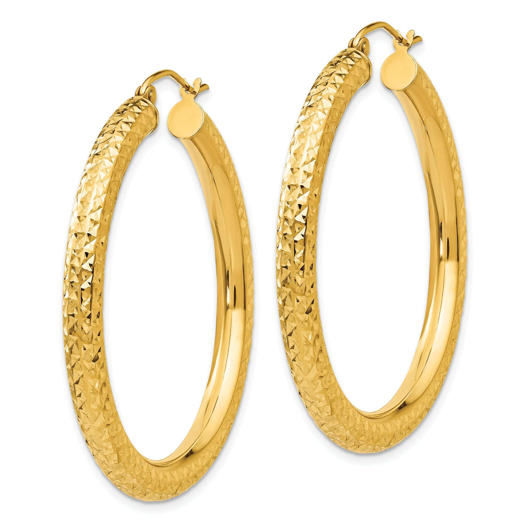 Lovely Rita's Earrings 14k Yellow Gold Diamond Cut 4MM Hoop Earrings