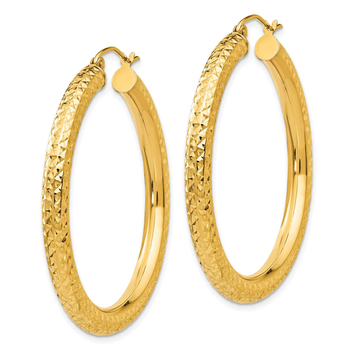 Lovely Rita's Earrings 14k Yellow Gold Diamond Cut 4MM Hoop Earrings