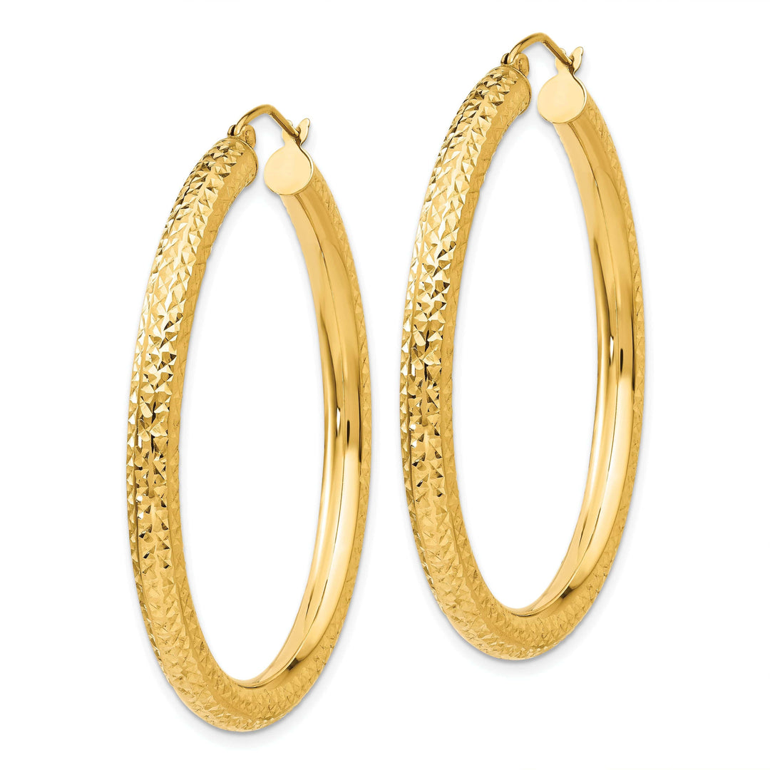 Lovely Rita's Earrings 14k Yellow Gold Diamond Cut 4MM Hoop Earrings