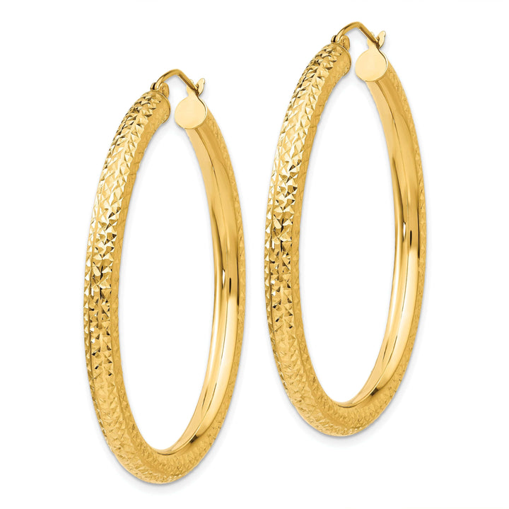 Lovely Rita's Earrings 14k Yellow Gold Diamond Cut 4MM Hoop Earrings
