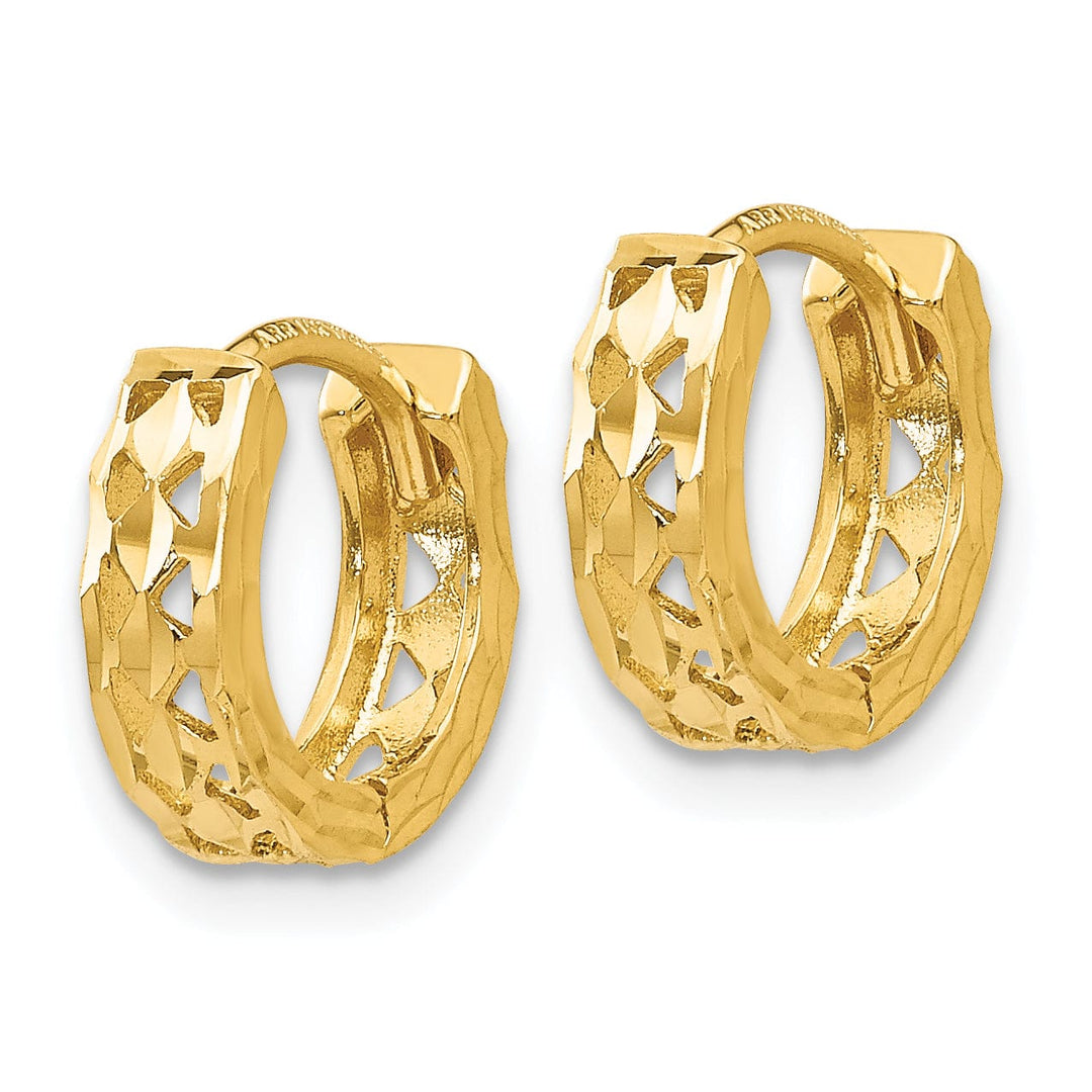 Lovely Rita's Earrings 14k Yellow Gold Diamond Cut Hoop Earrings