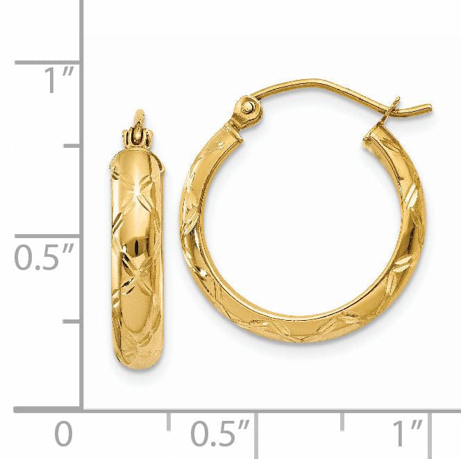 Lovely Rita's Earrings 14k Yellow Gold Diamond Cut Hoop Earrings