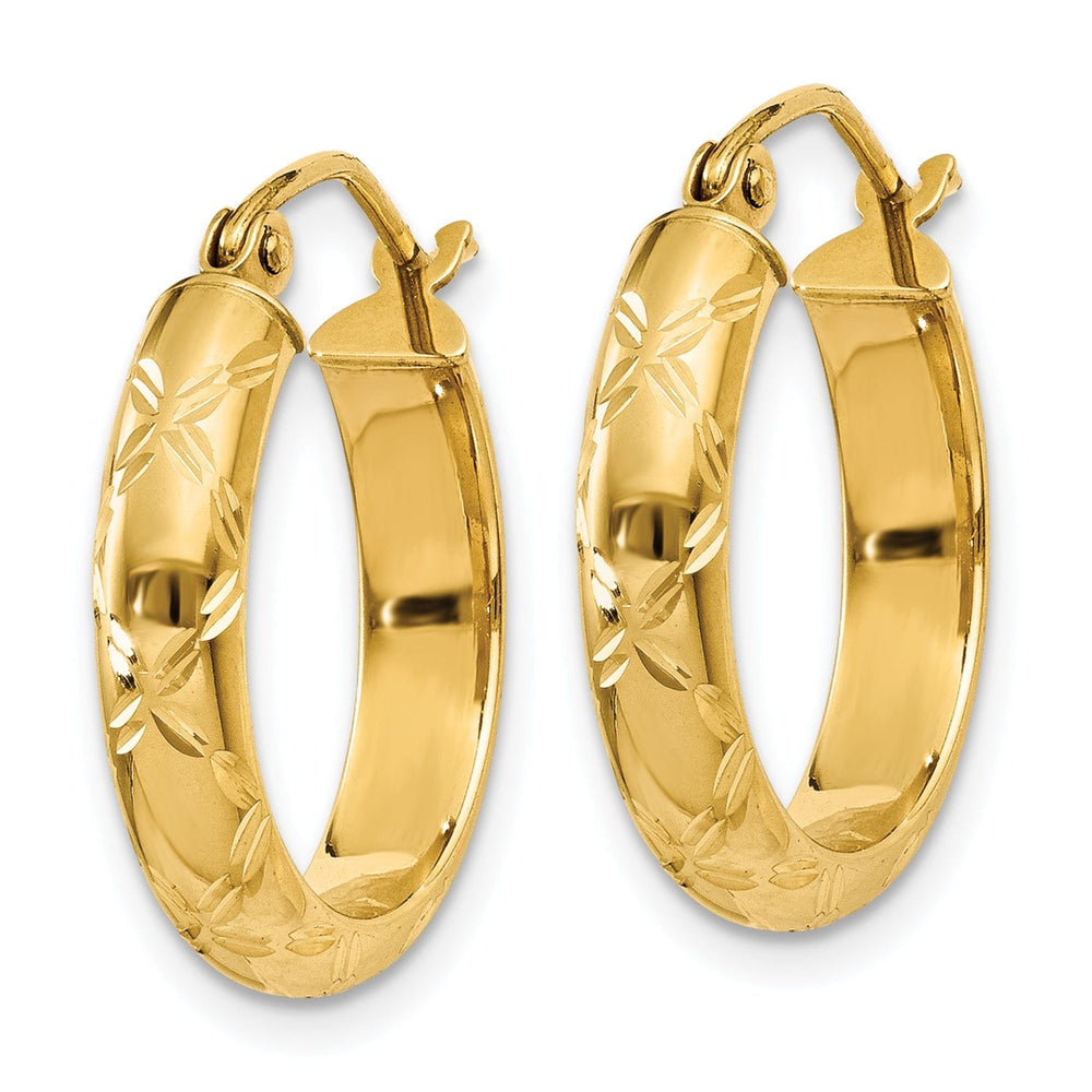 Lovely Rita's Earrings 14k Yellow Gold Diamond Cut Hoop Earrings