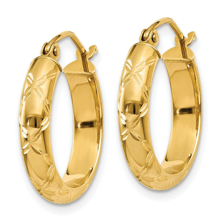 Lovely Rita's Earrings 14k Yellow Gold Diamond Cut Hoop Earrings