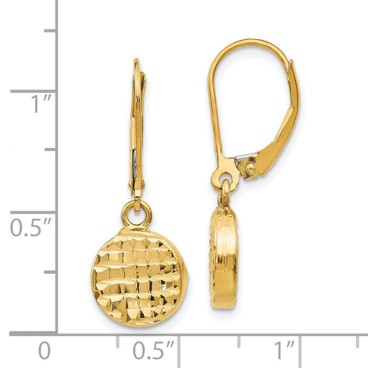 Lovely Rita's Earrings 14k Yellow Gold Diamond cut Leverback Earrings