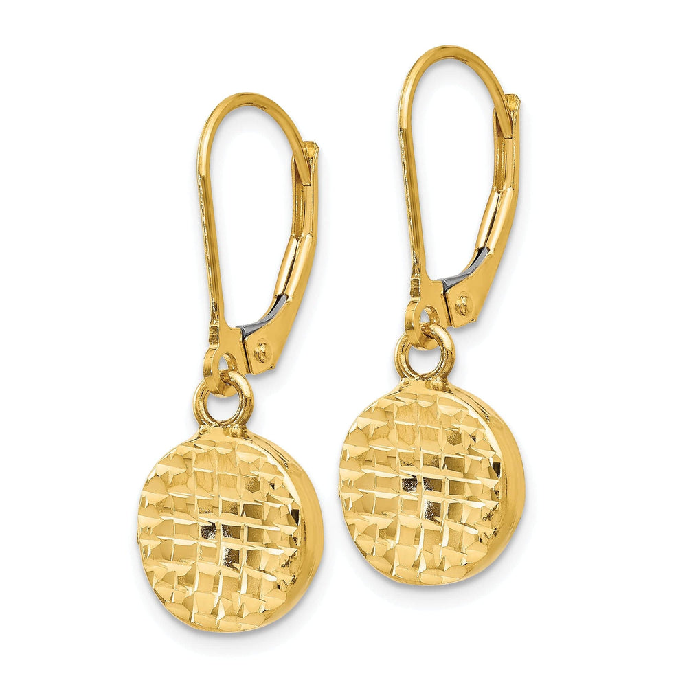 Lovely Rita's Earrings 14k Yellow Gold Diamond cut Leverback Earrings