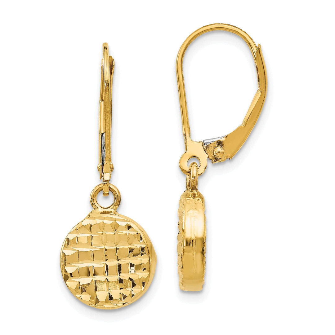 Lovely Rita's Earrings 14k Yellow Gold Diamond cut Leverback Earrings