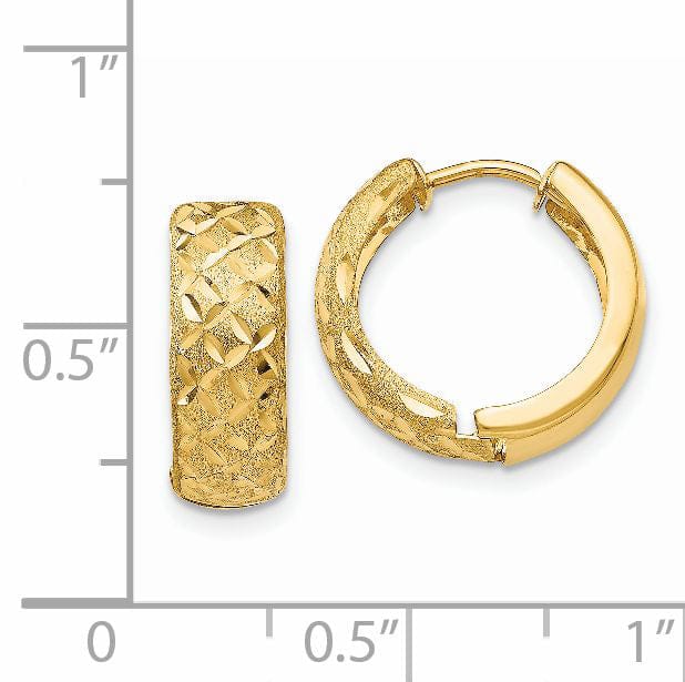 Lovely Rita's Earrings 14k Yellow Gold Diamond Cut Round Hoop Earrings