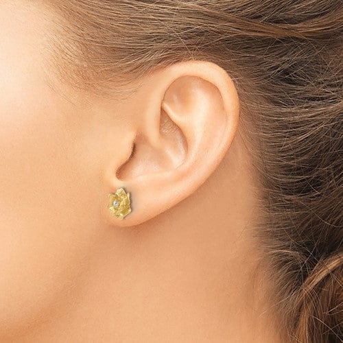 Lovely Rita's Earrings 14k Yellow Gold Diamond Flower Earrings