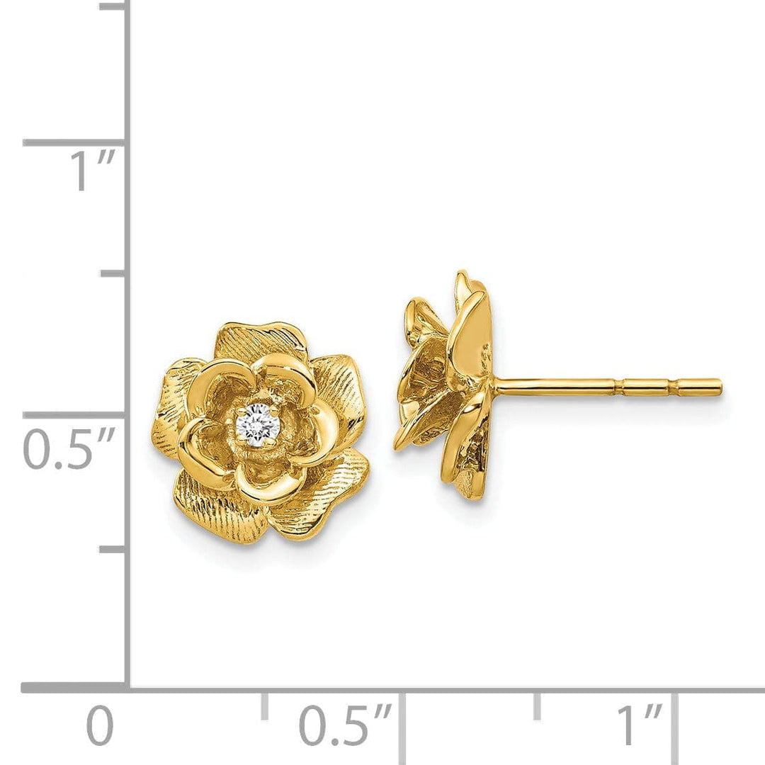 Lovely Rita's Earrings 14k Yellow Gold Diamond Flower Earrings