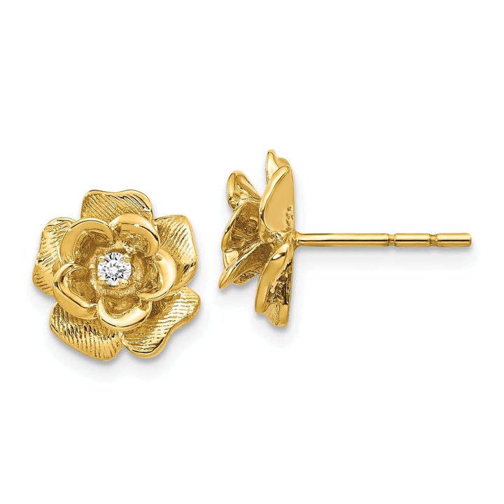 Lovely Rita's Earrings 14k Yellow Gold Diamond Flower Earrings