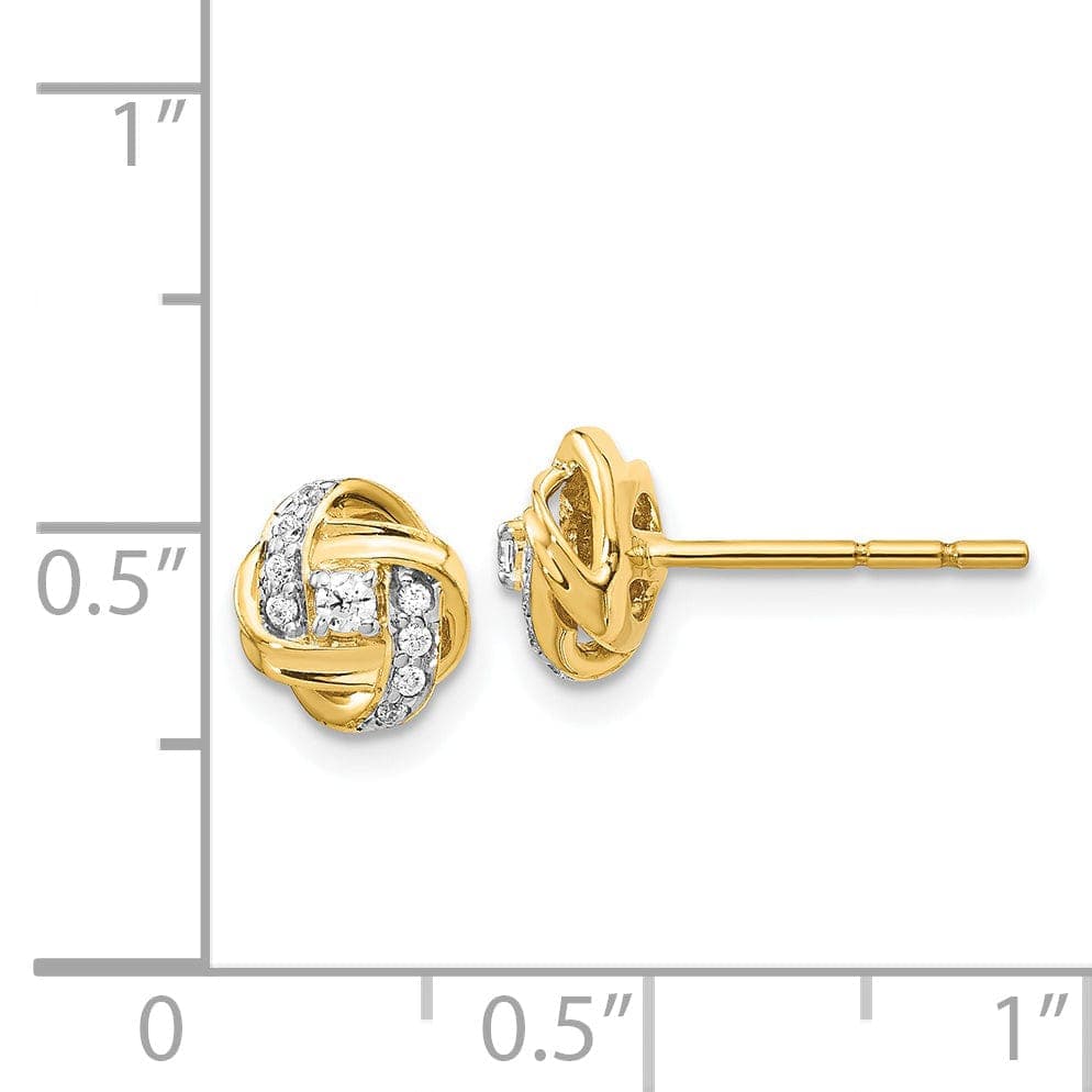 Lovely Rita's Earrings 14k Yellow Gold Diamond Knot Post Earrings