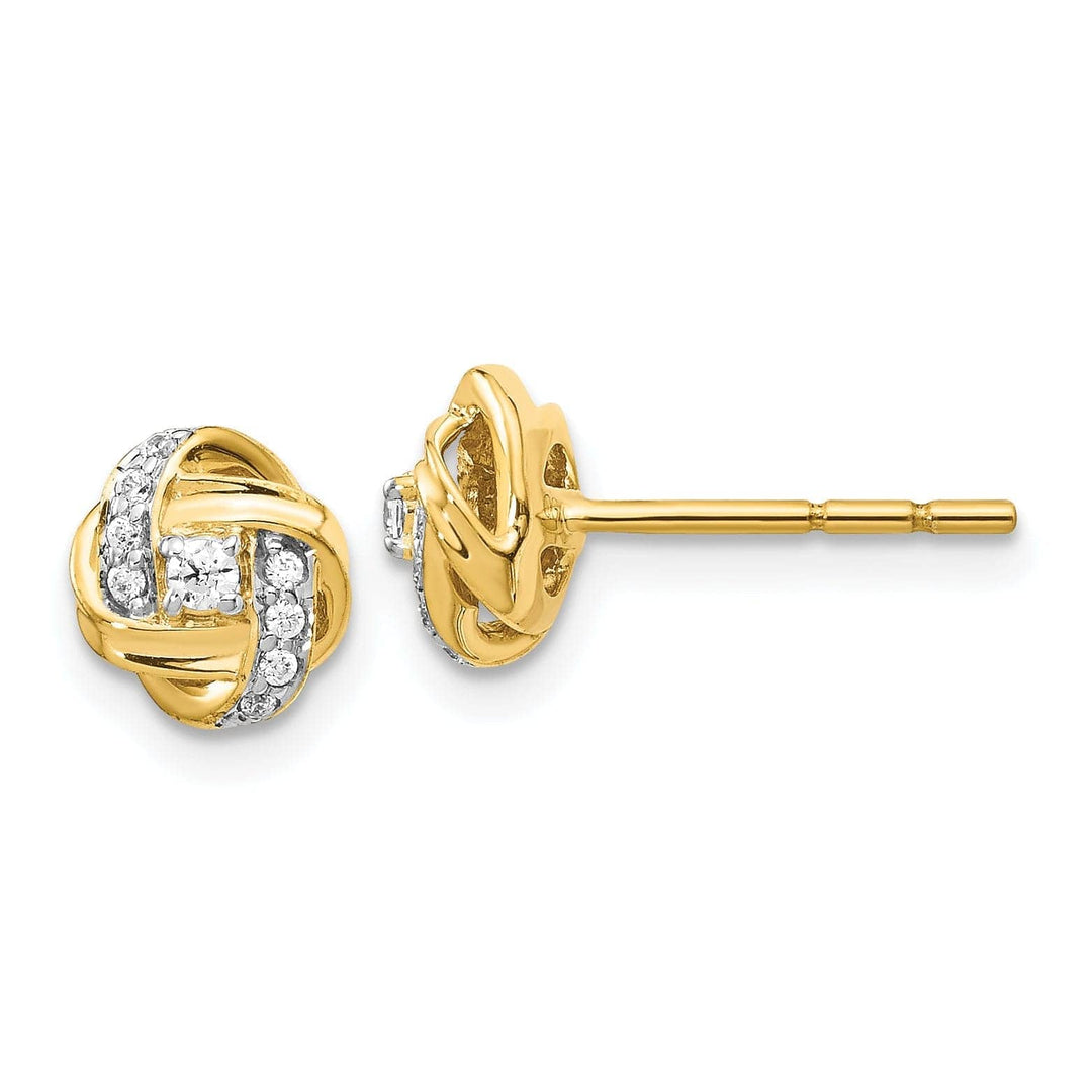 Lovely Rita's Earrings 14k Yellow Gold Diamond Knot Post Earrings