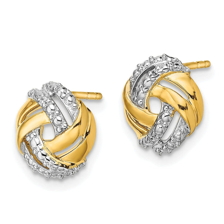 Lovely Rita's Earrings 14k Yellow Gold Diamond Love Knot Post Earrings 0.12 ct