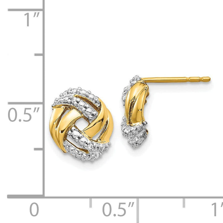 Lovely Rita's Earrings 14k Yellow Gold Diamond Love Knot Post Earrings 0.12 ct