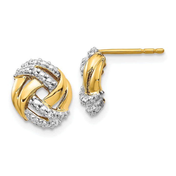 Lovely Rita's Earrings 14k Yellow Gold Diamond Love Knot Post Earrings 0.12 ct