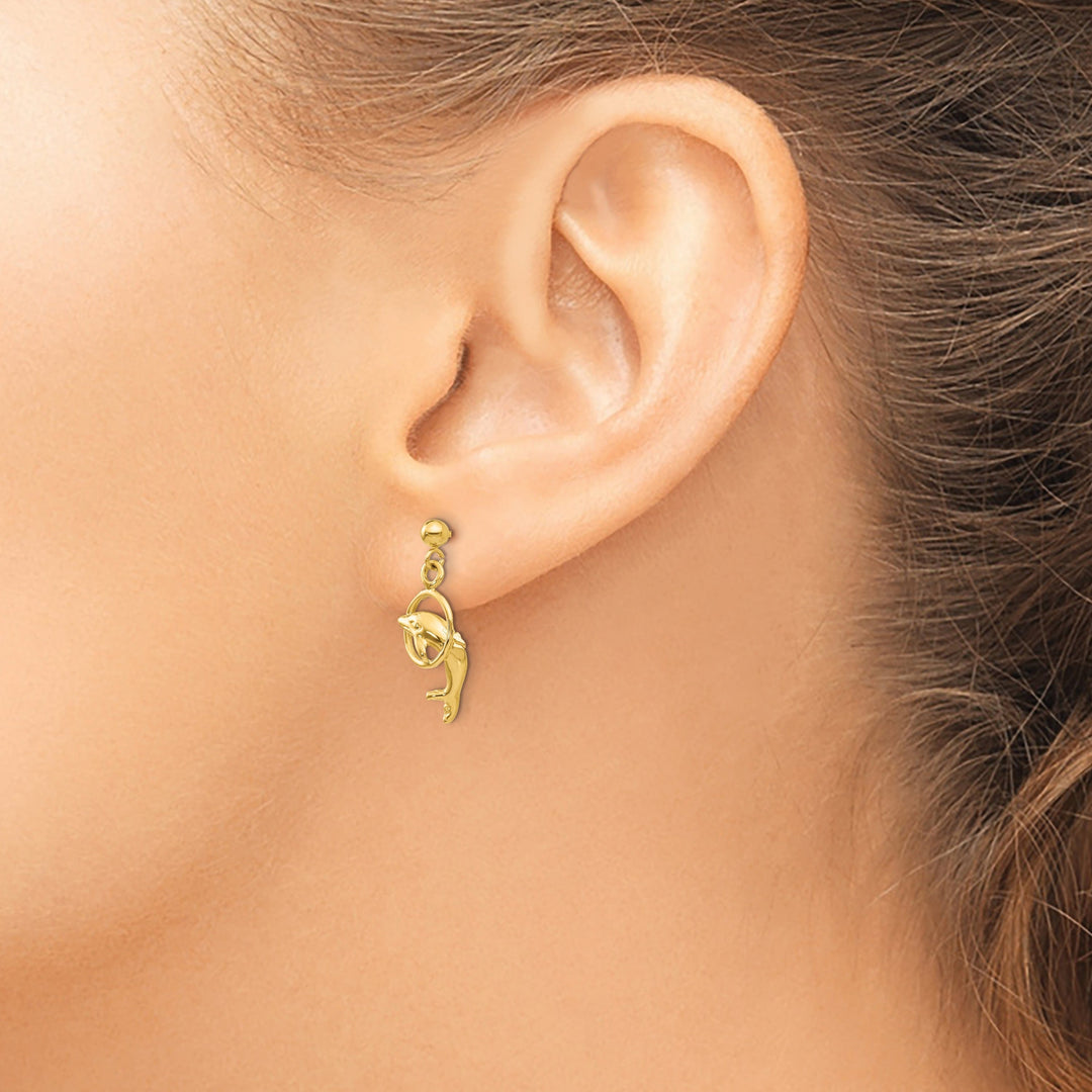 Lovely Rita's Earrings 14k Yellow Gold Dolphin Earrings