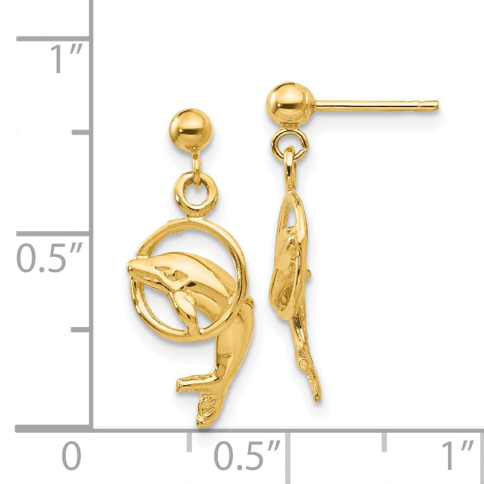Lovely Rita's Earrings 14k Yellow Gold Dolphin Earrings