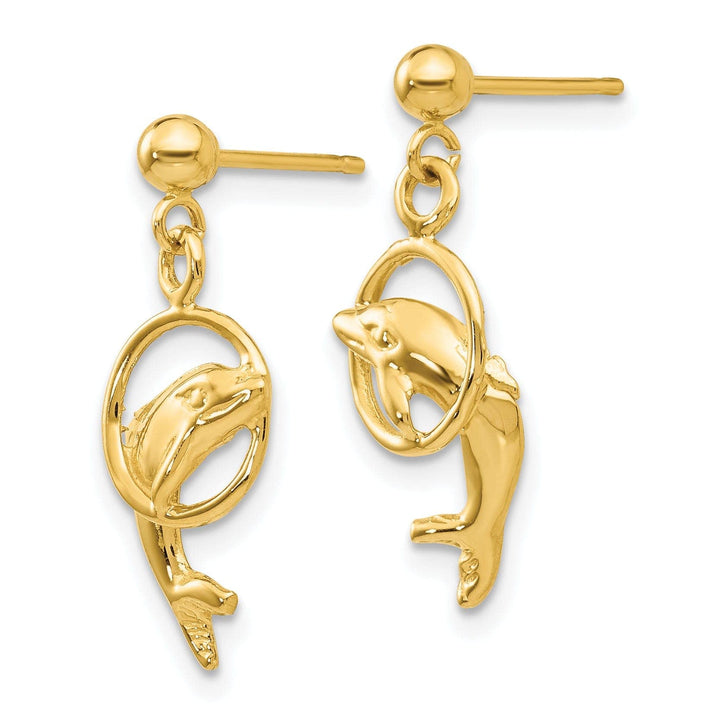 Lovely Rita's Earrings 14k Yellow Gold Dolphin Earrings