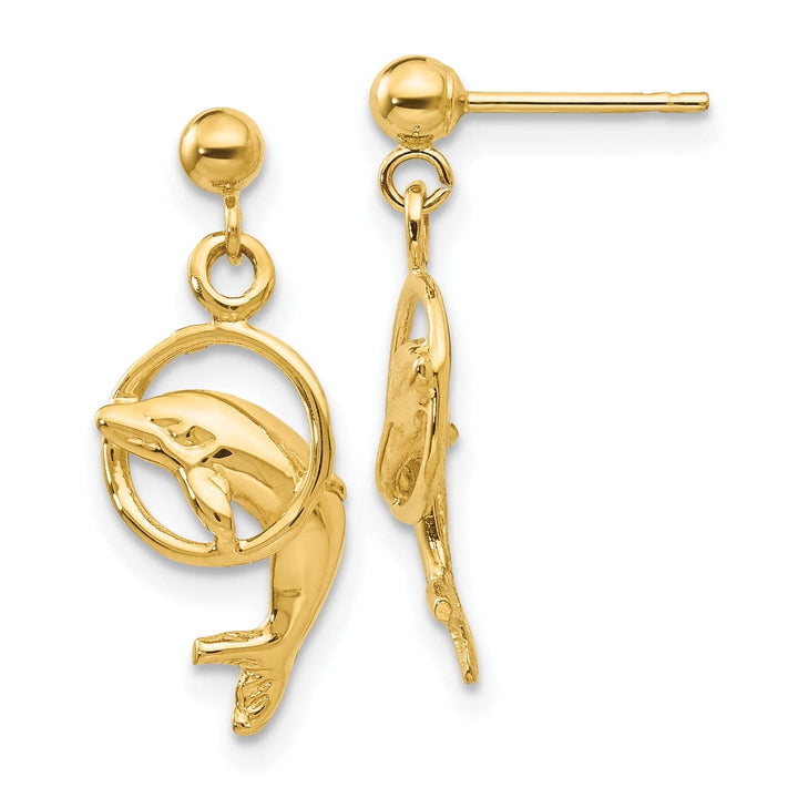 Lovely Rita's Earrings 14k Yellow Gold Dolphin Earrings
