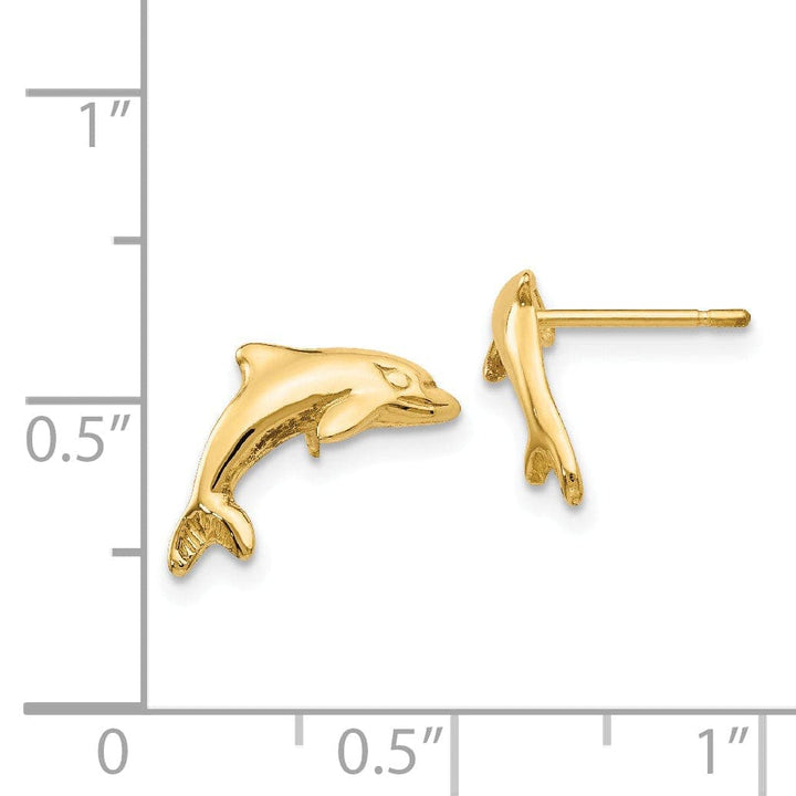 Lovely Rita's Earrings 14k Yellow Gold Dolphin Earrings