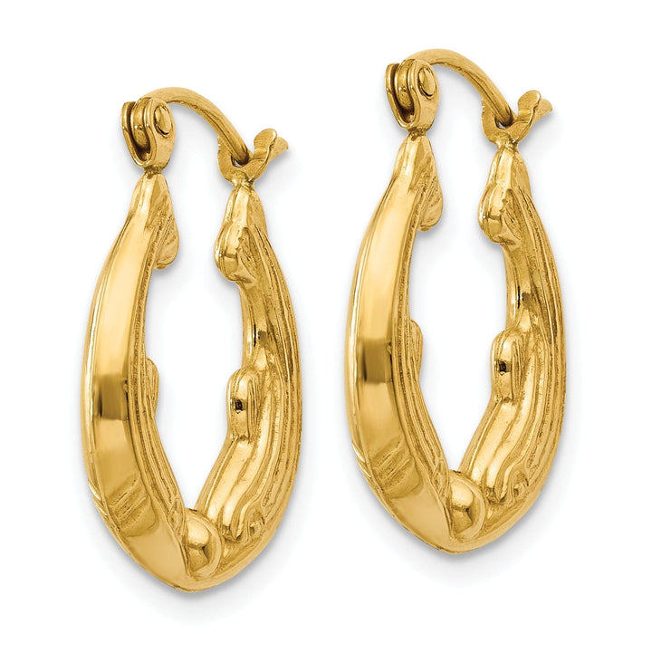 Lovely Rita's Earrings 14k Yellow Gold Dolphin Hoop Earrings