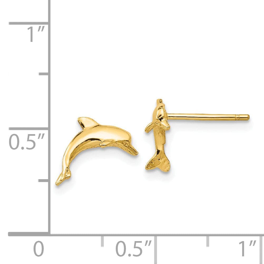Lovely Rita's Earrings 14k Yellow Gold Dolphin Post Earrings