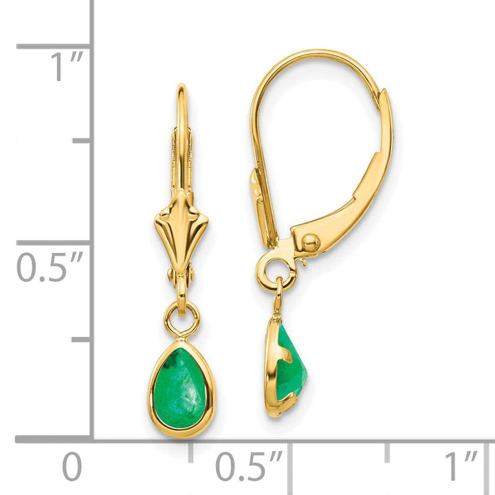 Lovely Rita's Earrings 14k Yellow Gold Emerald Birthstone Earrings