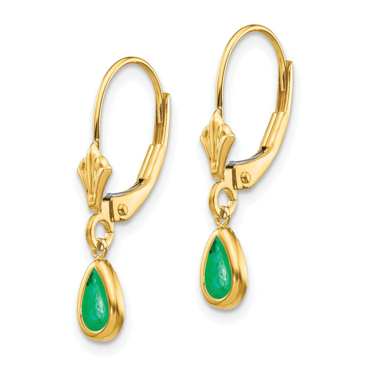 Lovely Rita's Earrings 14k Yellow Gold Emerald Birthstone Earrings