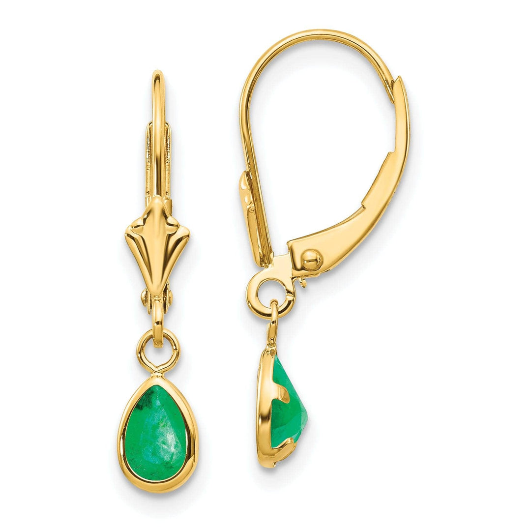 Lovely Rita's Earrings 14k Yellow Gold Emerald Birthstone Earrings