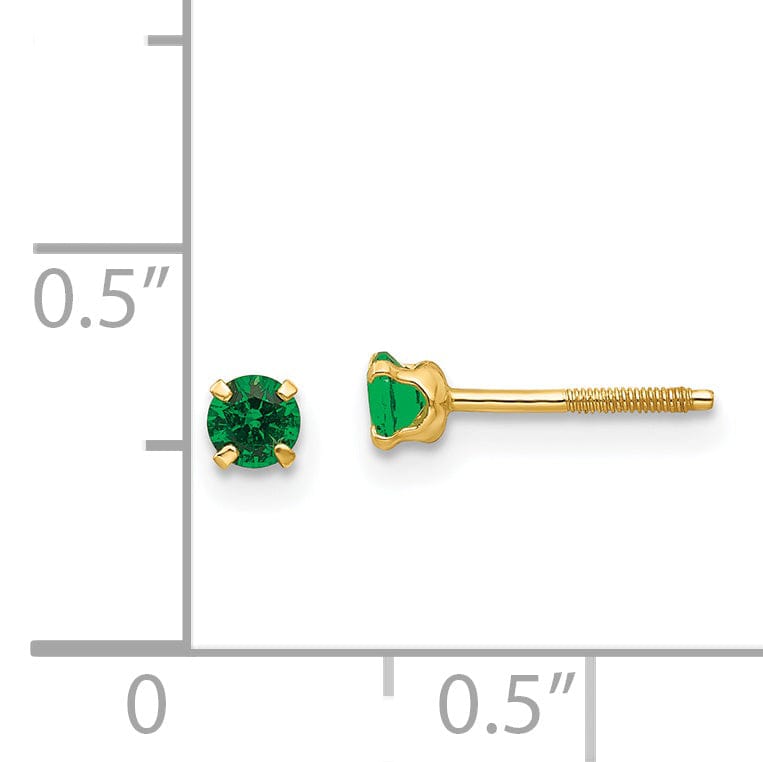 Lovely Rita's Earrings 14k Yellow Gold Emerald Birthstone Earrings