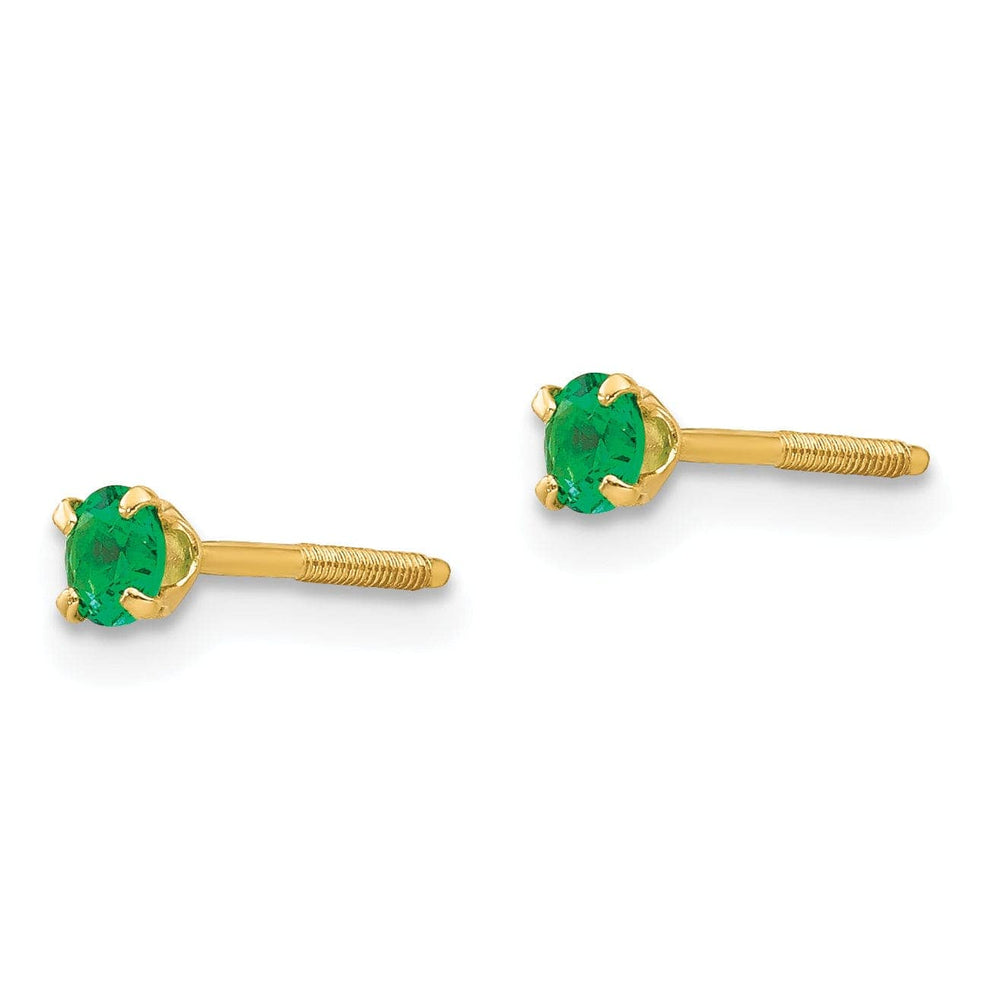 Lovely Rita's Earrings 14k Yellow Gold Emerald Birthstone Earrings