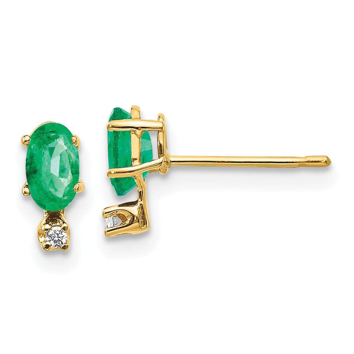 Lovely Rita's Earrings 14k Yellow Gold Emerald Birthstone Post Earrings