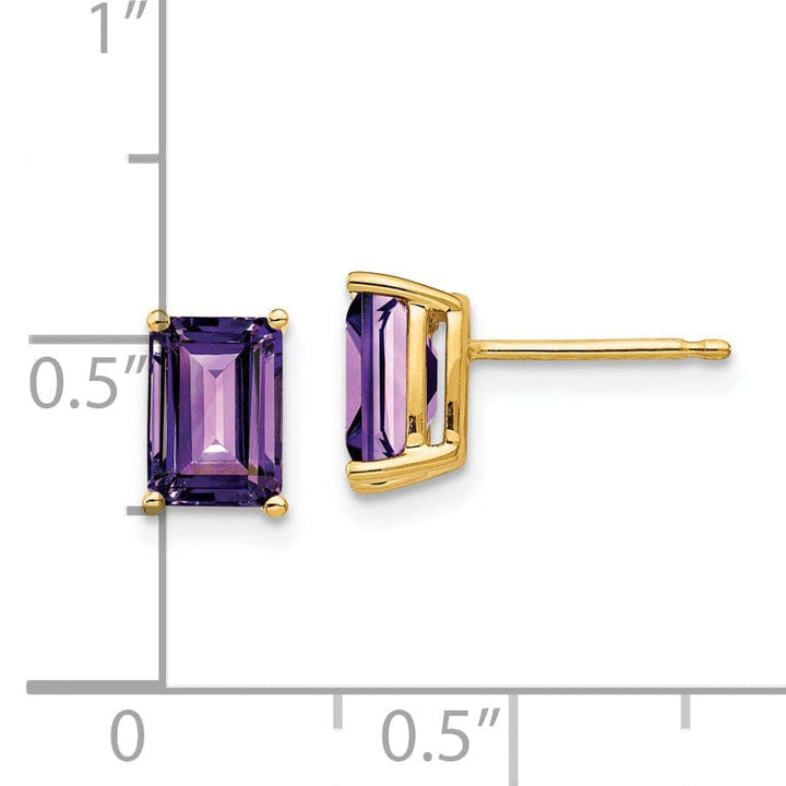 Lovely Rita's Earrings 14k Yellow Gold Emerald Cut Amethyst Earring