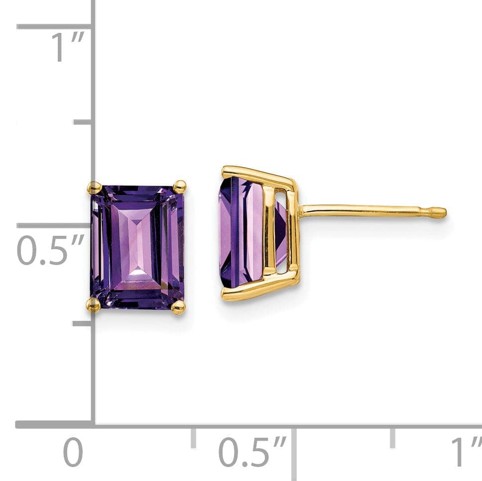 Lovely Rita's Earrings 14k Yellow Gold Emerald Cut Amethyst Earring