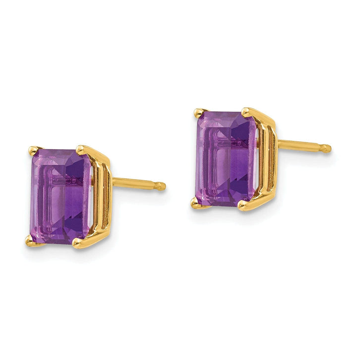 Lovely Rita's Earrings 14k Yellow Gold Emerald Cut Amethyst Earring