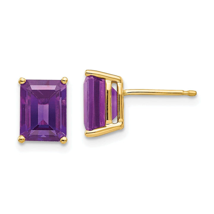 Lovely Rita's Earrings 14k Yellow Gold Emerald Cut Amethyst Earring