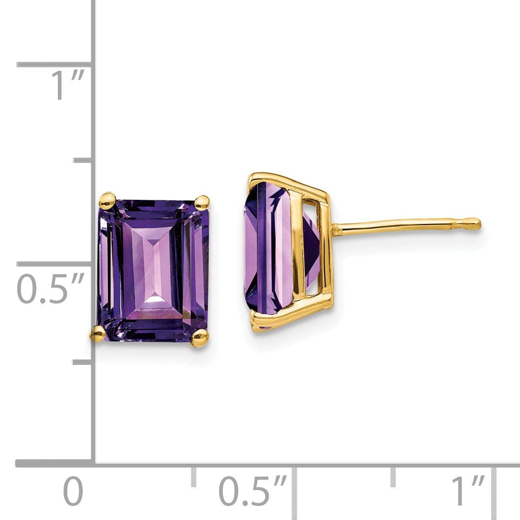 Lovely Rita's Earrings 14k Yellow Gold Emerald Cut Amethyst Earring