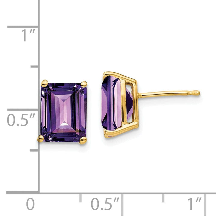 Lovely Rita's Earrings 14k Yellow Gold Emerald Cut Amethyst Earring