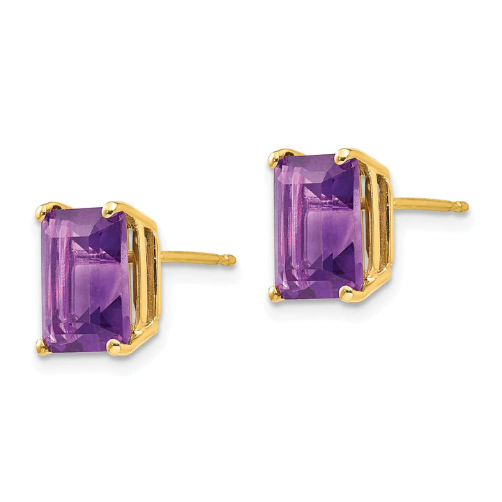 Lovely Rita's Earrings 14k Yellow Gold Emerald Cut Amethyst Earring